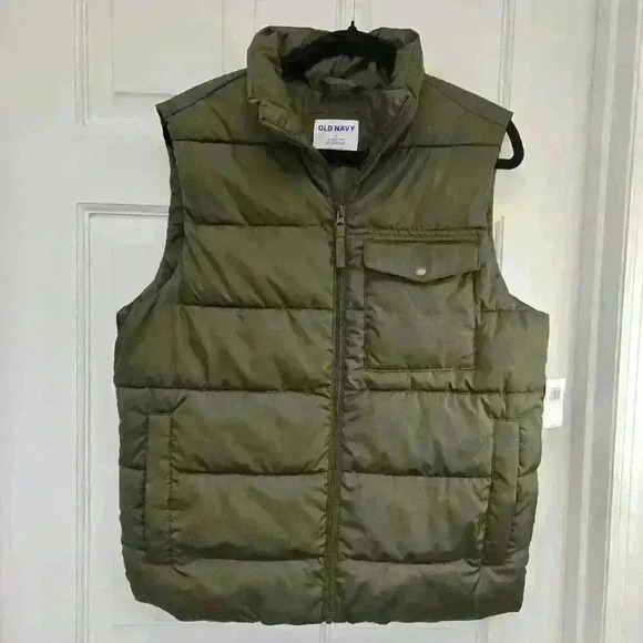 Old Navy Men's Pocket Full-Zip Green Mock Neck Puffer Vest ,Sz S NWT - Picture 1 of 4